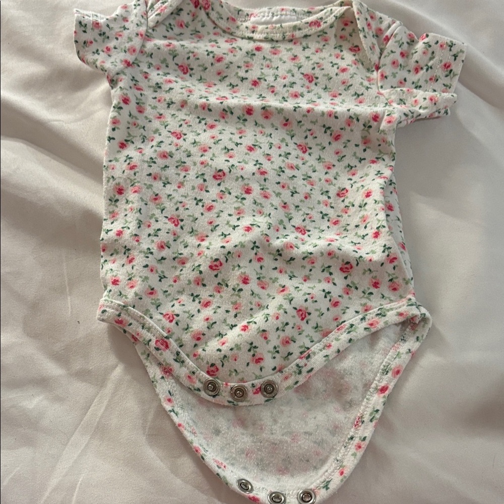 Laura Ashley Pink and Green Floral Baby One piece 0-3 months